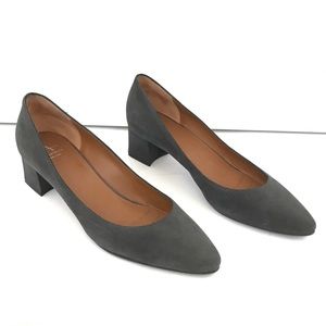 Aquatalia Phoebe Suede Gray Block Heels